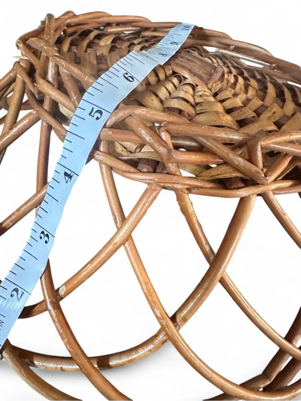 Vintage Open Weave Wicker Basket Bowl Round Rattan Boho Wall Decor Centerpiece